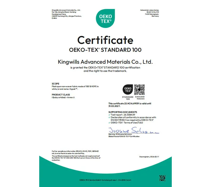 Internationally certified safe and eco-friendly materials